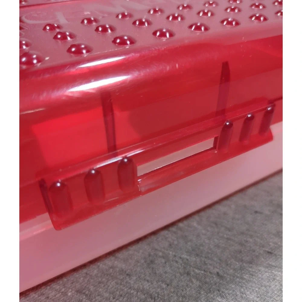 Spacemaker Vintage 1990s Plastic‎ Pencil Case Box Red Top Frosted Bottom